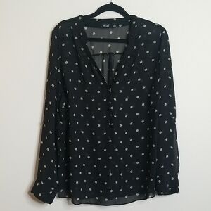 A.n.a Black Sheer Floral Blouse 1X